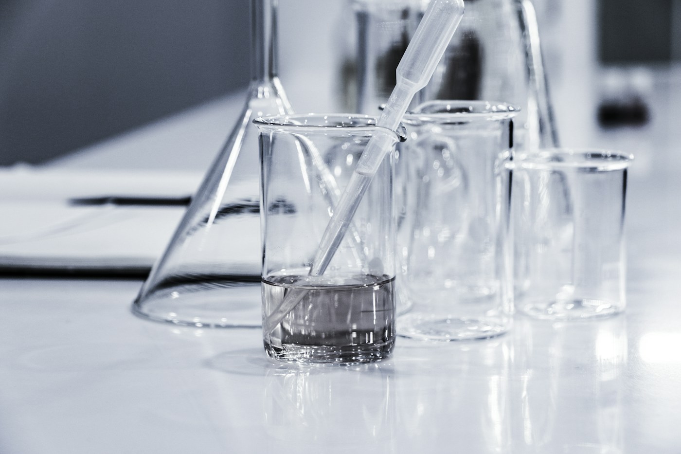 Representative laboratory photograph with scientific glassware